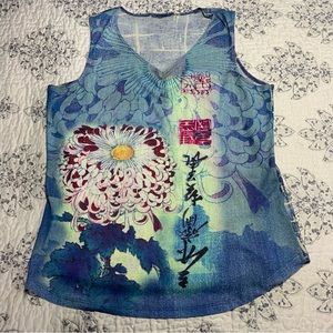japanese floral graphic print Tank Top
